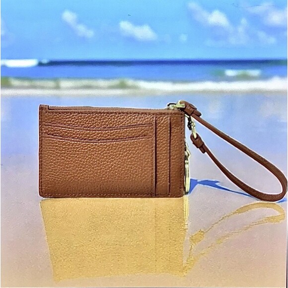 Unbranded Accessories - NWOT 100% Cow Leather Cardholder And Wallet With Keychain And Strap Clasp Brown